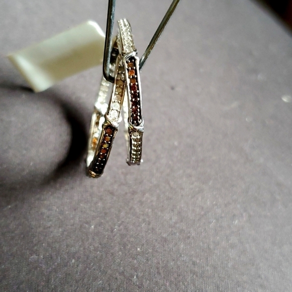 Diamond X and O Earrings Platinum Plated Red and White - Picture 8 of 8